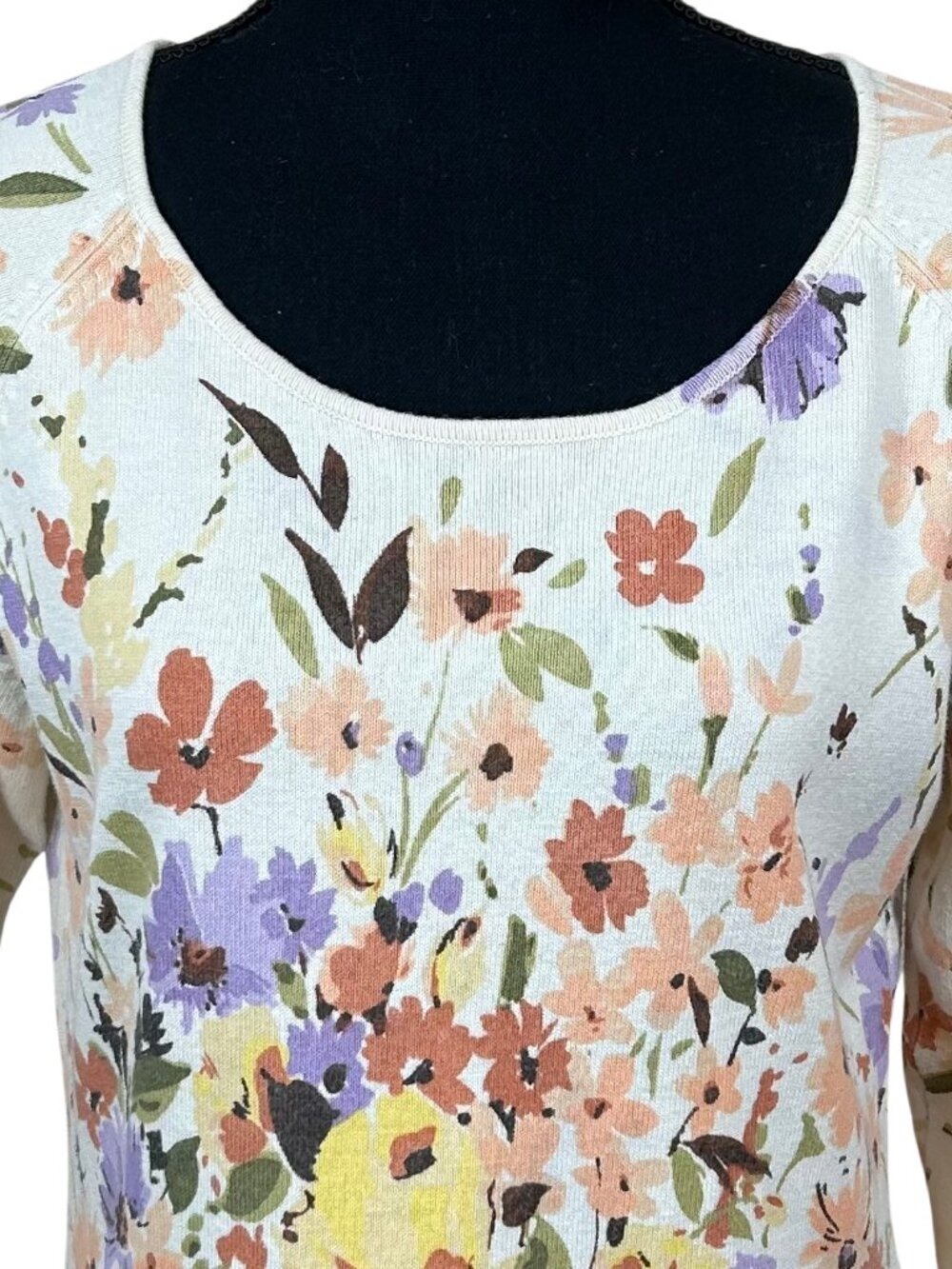 Norton McNaughton Multi Floral Long Sleeve Pullover Cotton Blend Sweater Size M - Picture 5 of 8